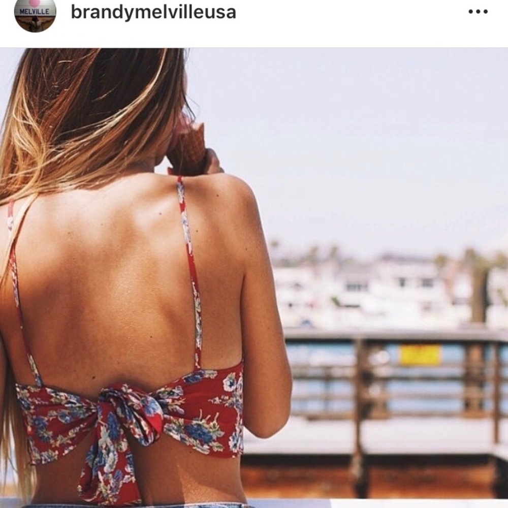 Teale floral tie Back brandy tank